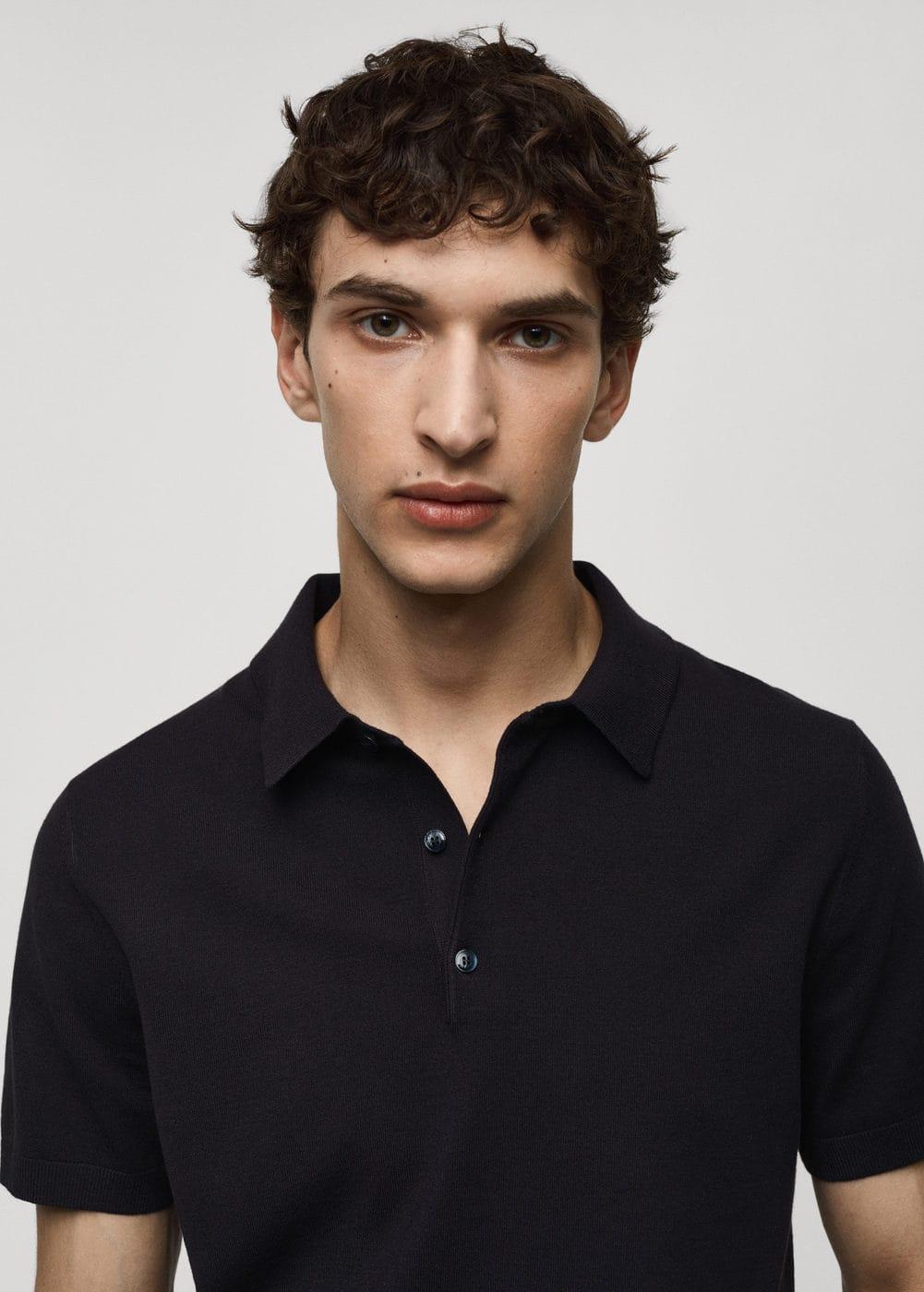 MANGO MAN - Fine-knit polo shirt dark navyMen Product Image