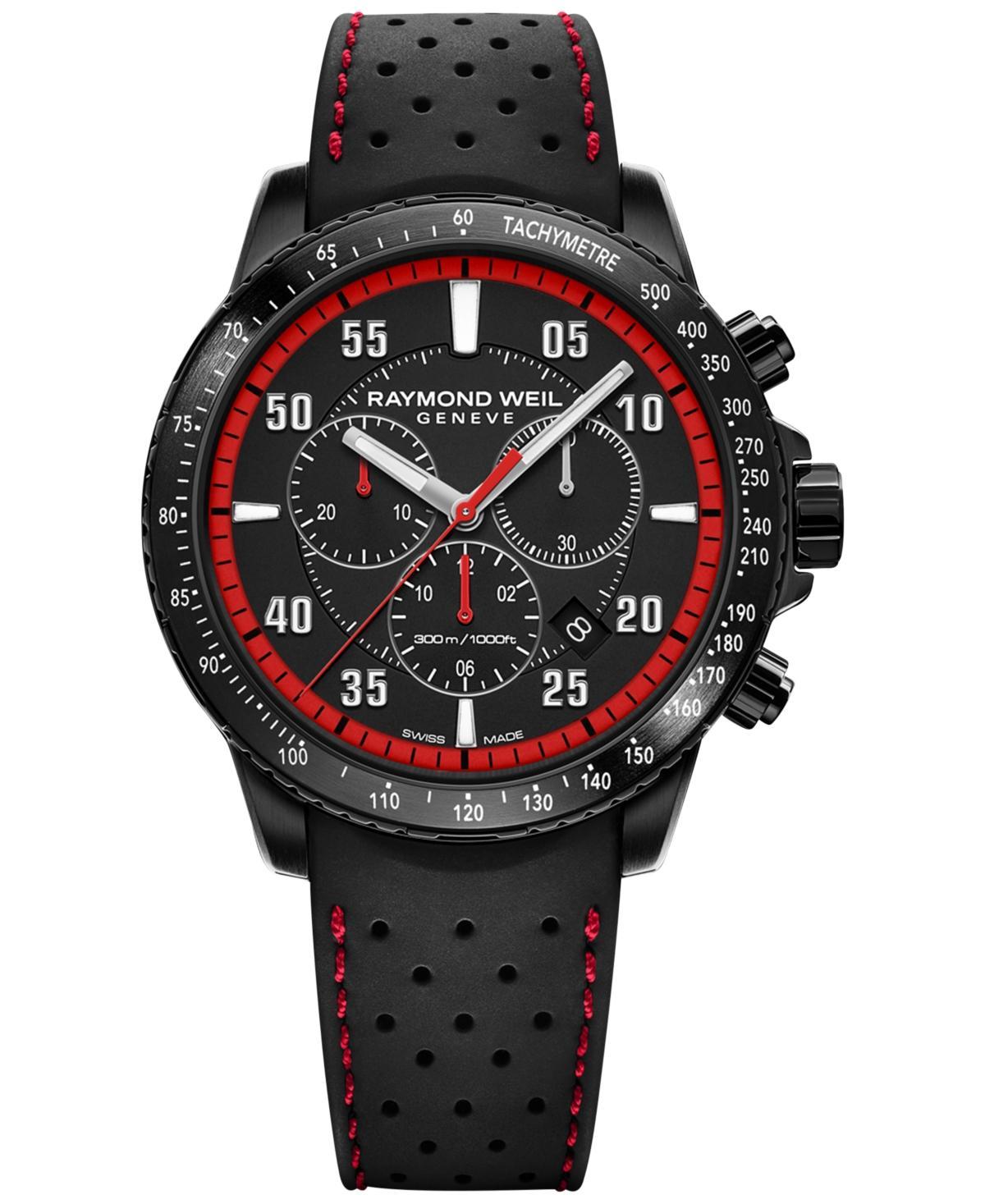 Raymond Weil Mens Swiss Chronograph Tango Black Rubber Strap Watch 43mm Product Image