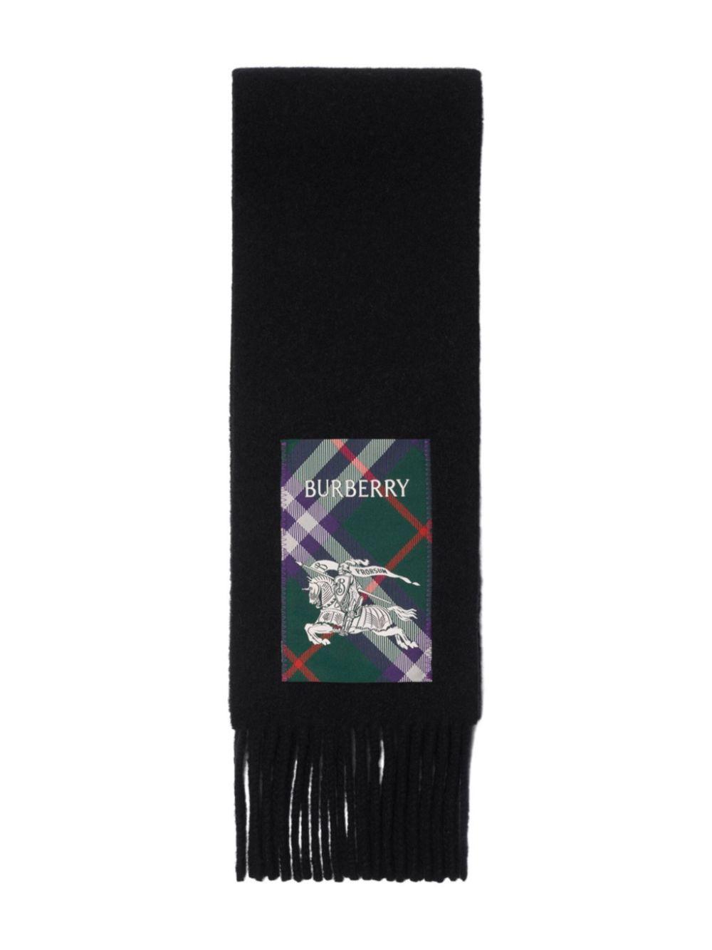 BURBERRY Check-label Cashmere Scarf In Black Product Image