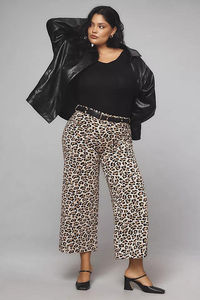 The Ettie High-Rise Crop Wide-Leg Pants by Maeve: Leopard Edition Product Image