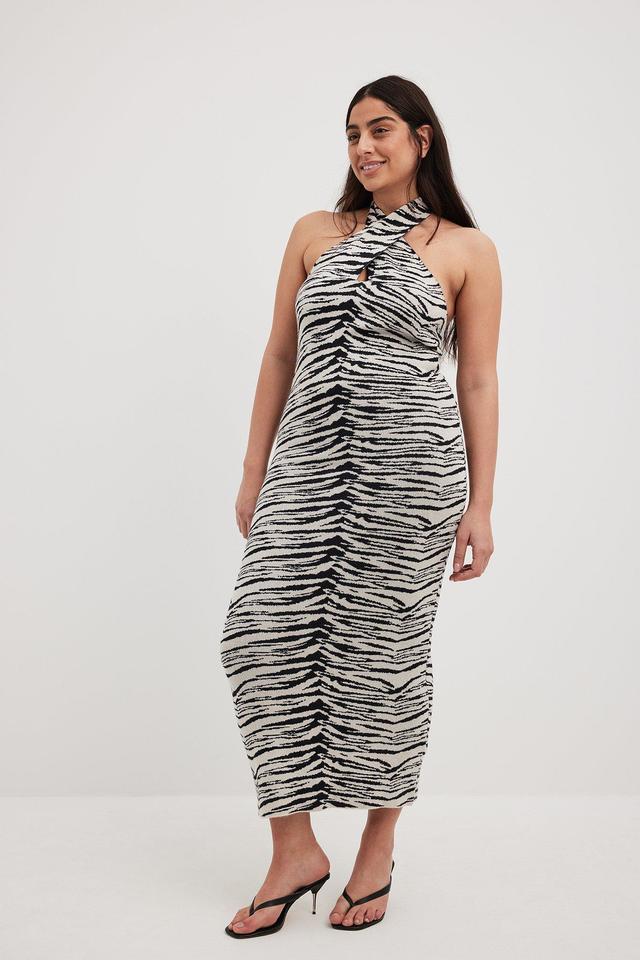 Front Cross Zebra Knitted Dress Product Image