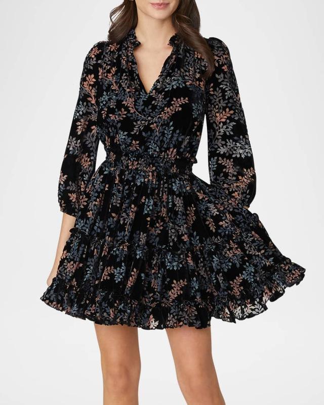 Arlene Tiered Floral Devore Mini Dress Product Image