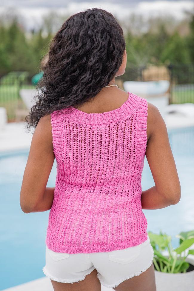 French Market Pink High Neck Sweater Tank Product Image