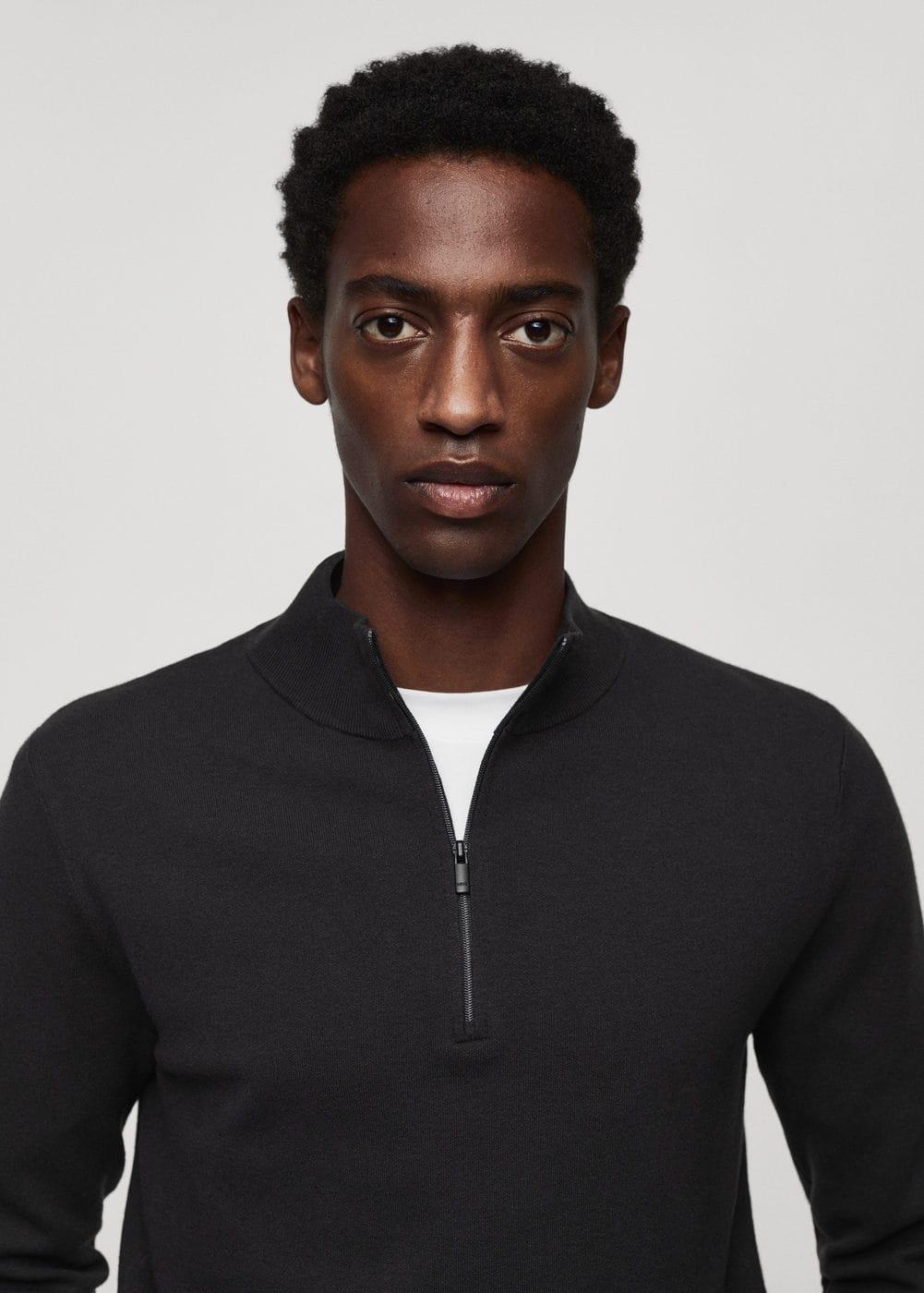 MANGO MAN - Zipped high collar sweater dark greyMen Product Image