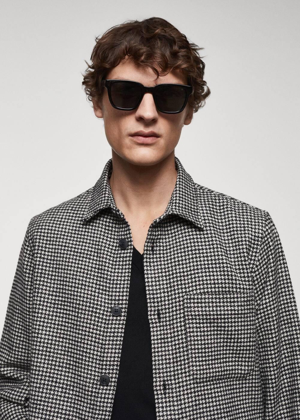 MANGO MAN - Houndstooth overshirt blackMen Product Image