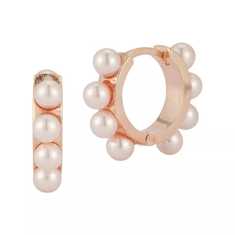 Sunkissed Sterling Freshwater Cultured Pearl Huggie Hoop Earrings, Womens, Rose Gold Tone Product Image