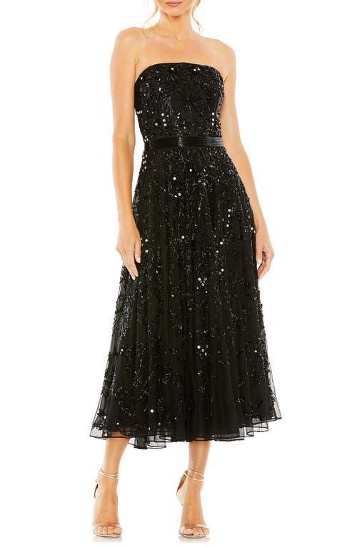 Womens Embellished Mesh Strapless Midi-Dress Product Image