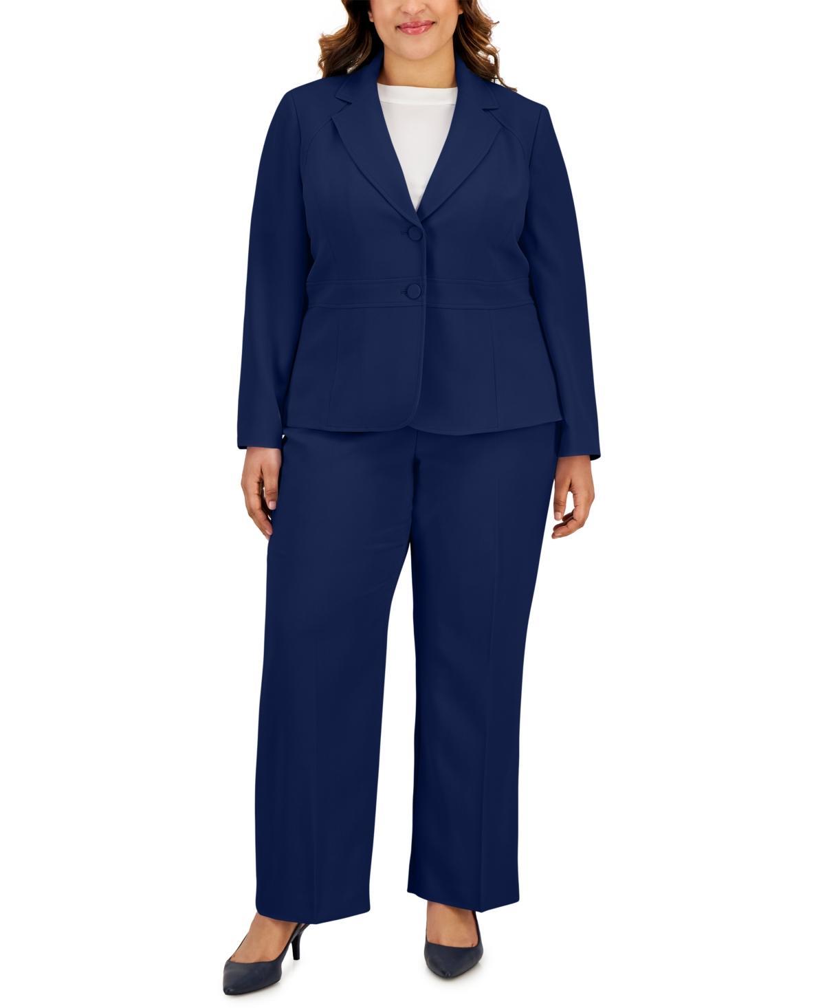 Le Suit Plus Size Crepe Two-Button Blazer Pantsuit Product Image