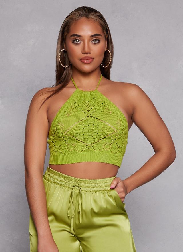 Womens Crochet Cropped Halter Top Product Image