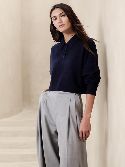 Luna Cropped Cashmere Sweater Polo Product Image