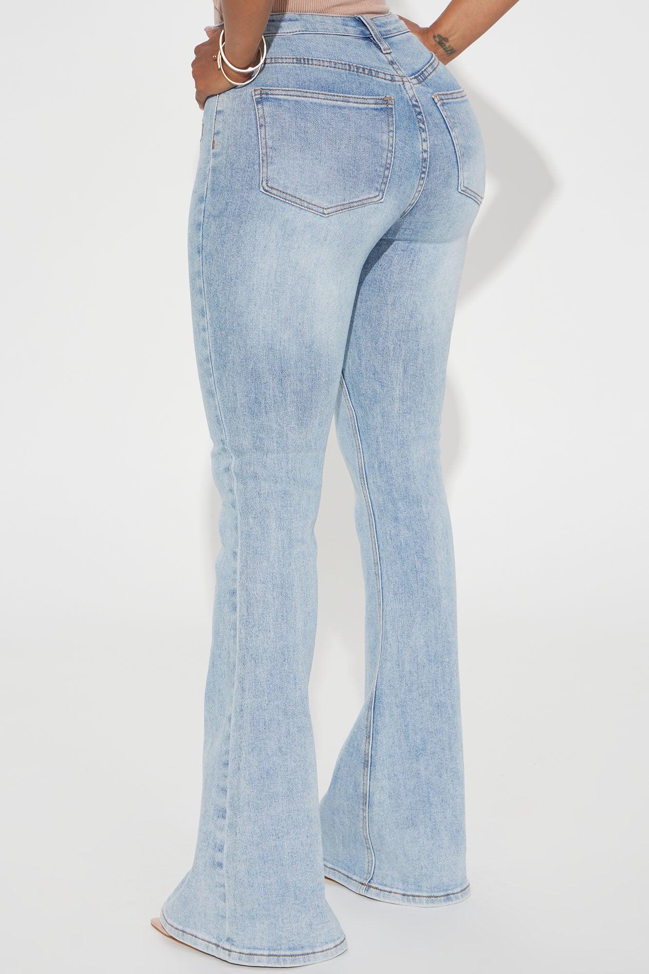 She Means Business Stretch Flare Jeans - Light Wash Product Image