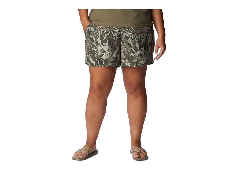 Columbia Plus Size Pleasant Creek 5 Stretch Shorts (Stone /Floriculture) Women's Shorts Product Image