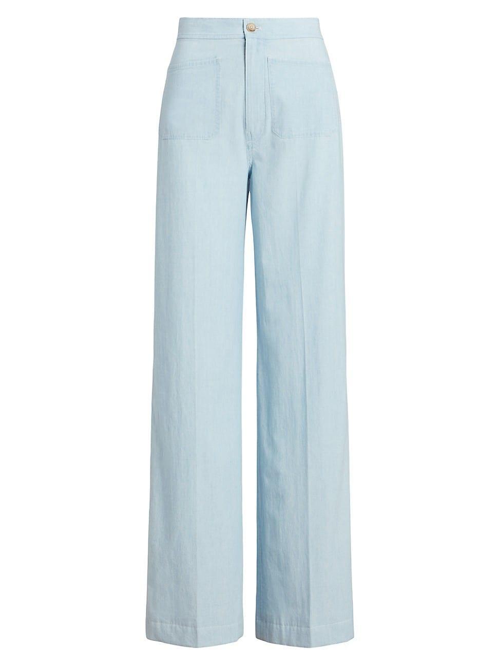 Womens Chambray Wide-Leg Pants product image