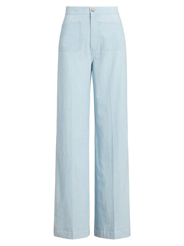 Womens Chambray Wide-Leg Pants Product Image