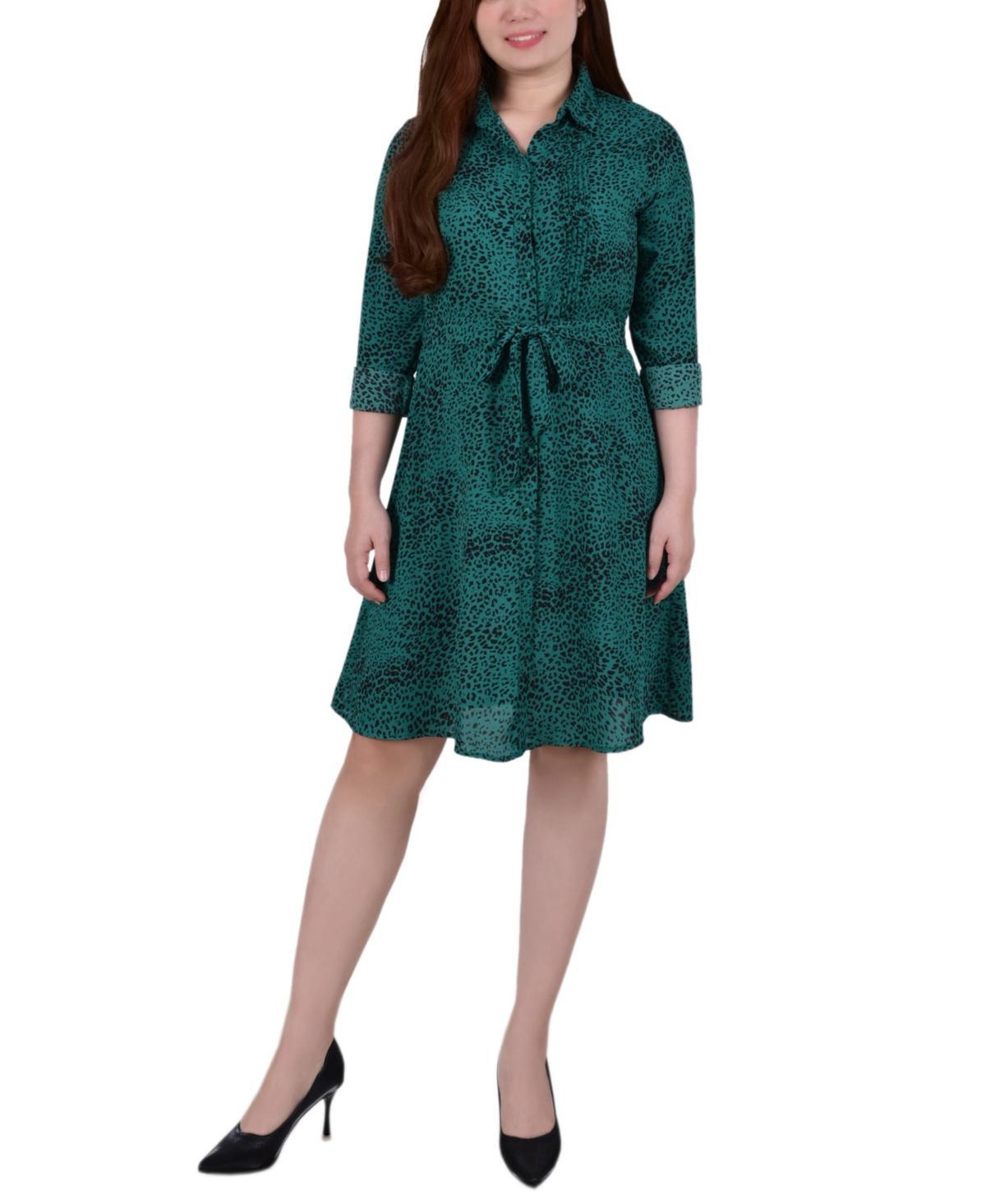 Petite Long Sleeve Belted Shirtdress product image