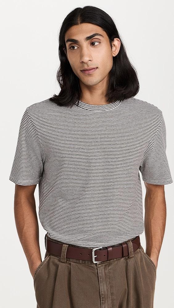 Officine Generale Stripe Cotton Linen Tee | Shopbop Product Image