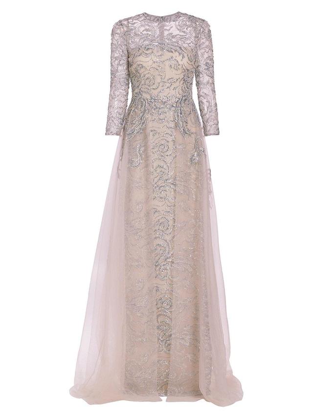 Womens Embellished Tulle A-Line Gown Product Image