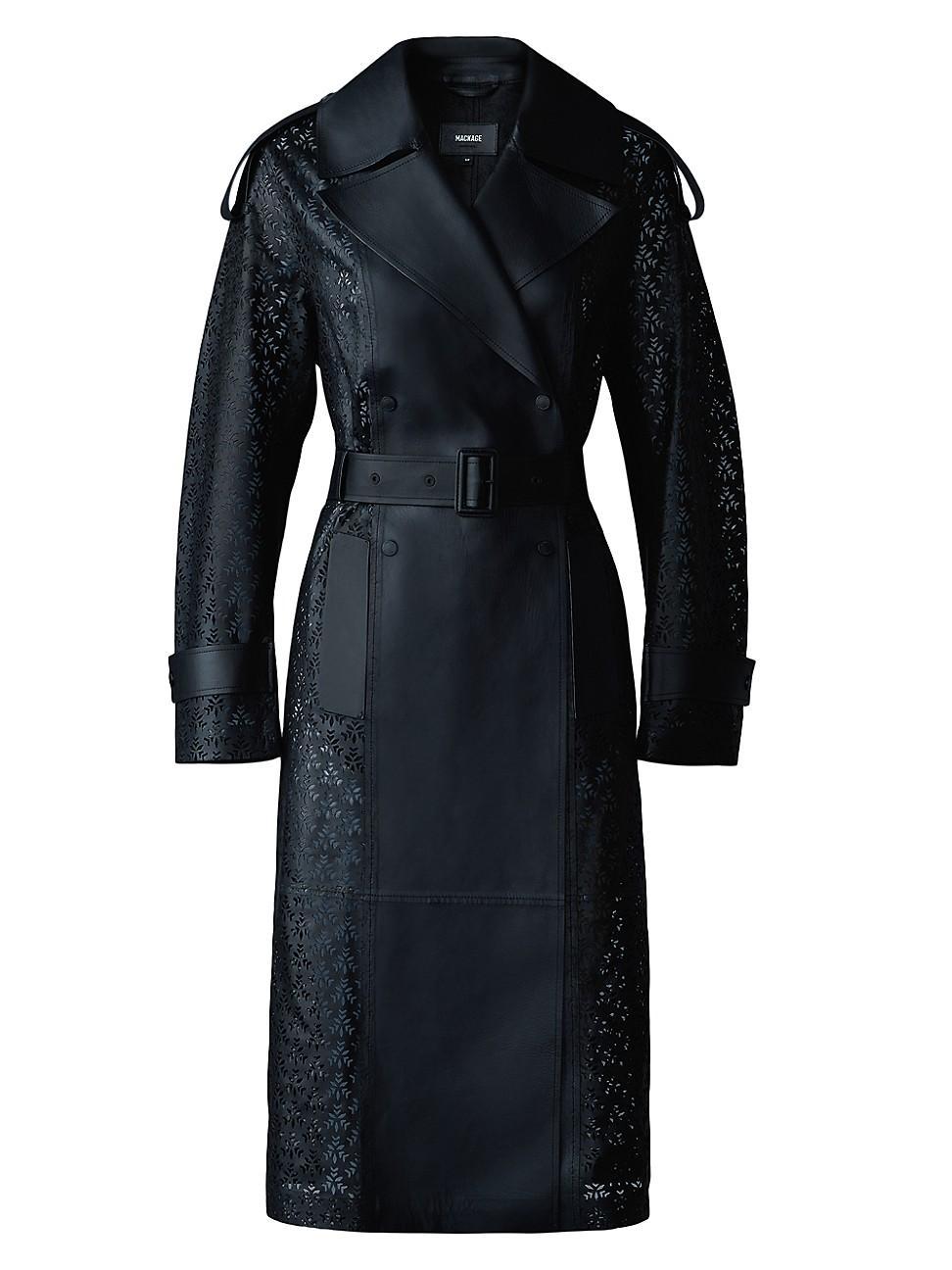 Womens Lorelei Perforated Leather Trench Coat product image