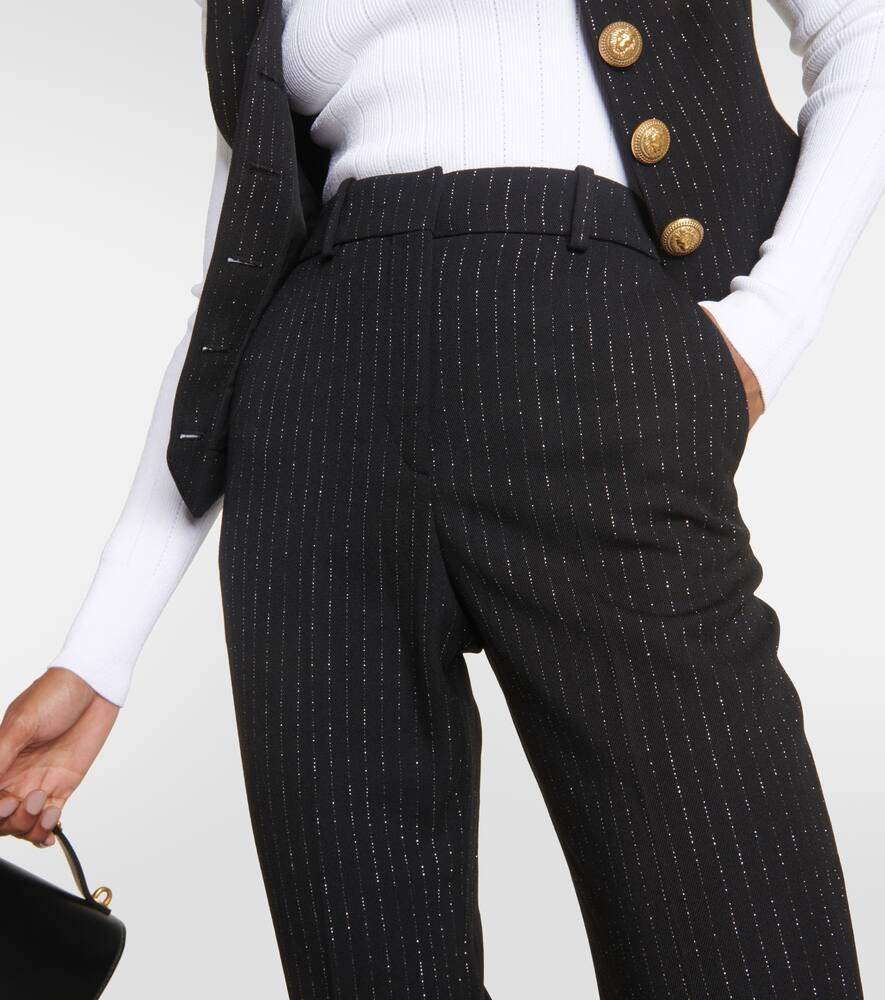 High Waist Lurex Striped Trousers In Nero Product Image