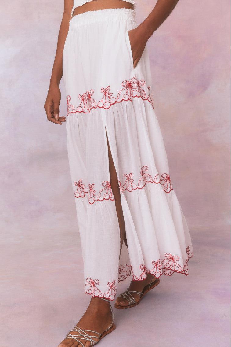 Jemila Embroidered Cotton Maxi Skirt Product Image