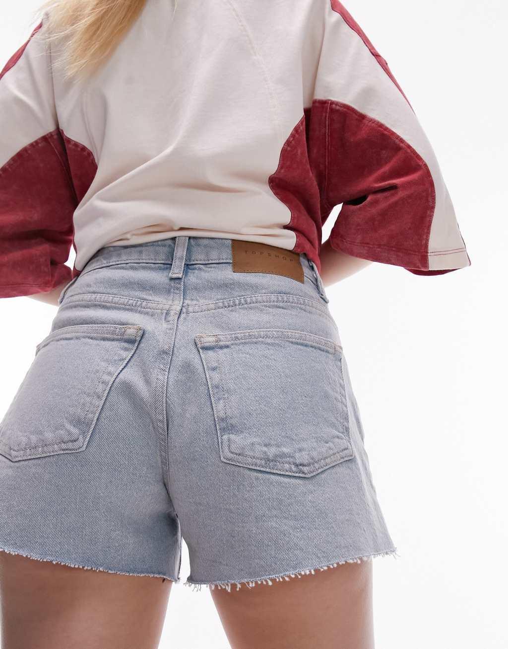 Topshop Petite comfort stretch denim short in bleach Product Image