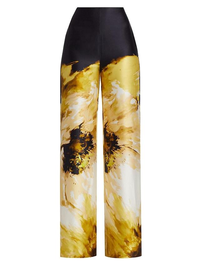 Womens Andie Silk Floral Wide-Leg Pants Product Image