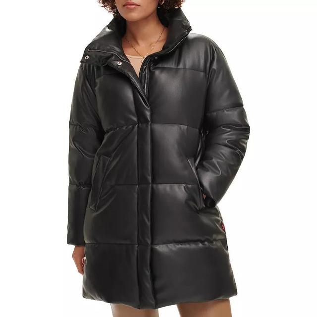 levis Water Resistant Faux Leather Long Puffer Coat Product Image