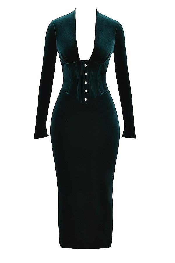 Arabella Forest Velvet Corset Dress Product Image