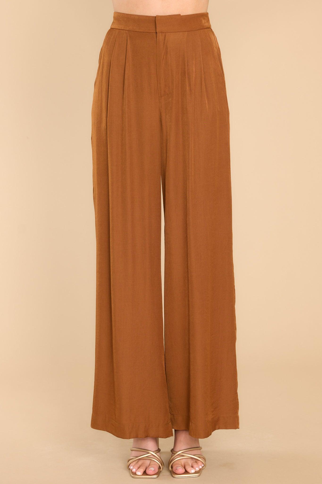 Eva Toffee Wide Leg Pants Brown Product Image