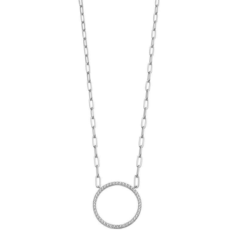 Rosabella Sterling Silver Cubic Zirconia Open Circle Pendant Necklace, Womens Product Image