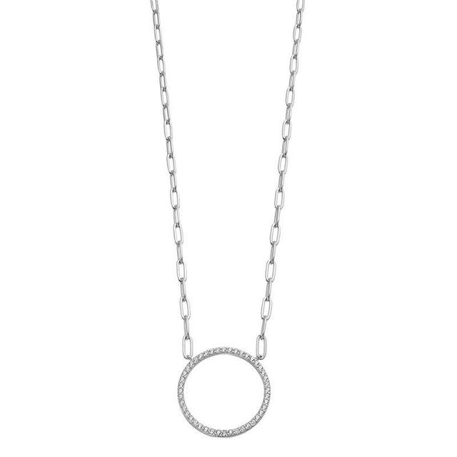 Rosabella Sterling Silver Cubic Zirconia Open Circle Pendant Necklace, Womens Product Image