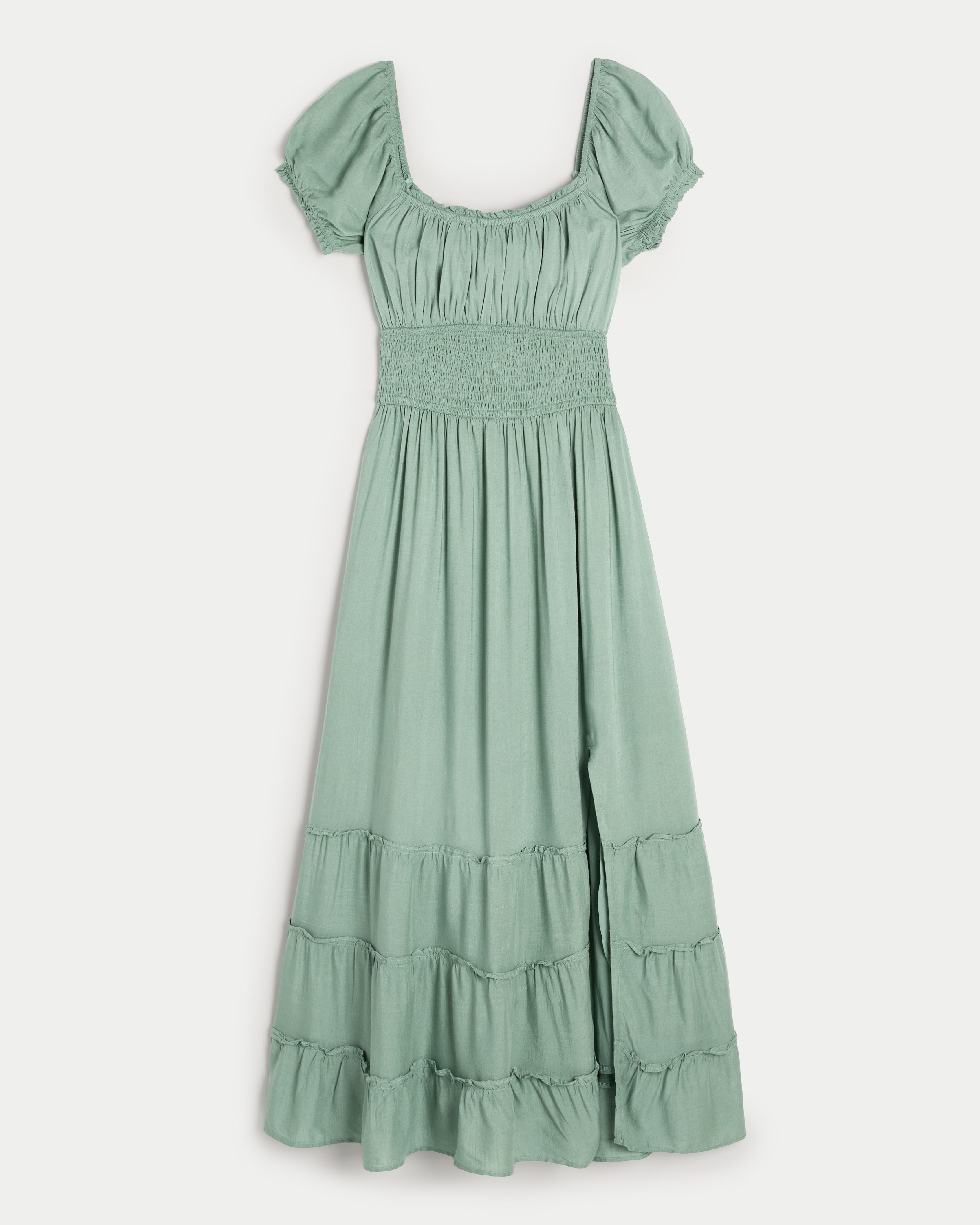 Hollister Saidie Short-Sleeve Tie-Back Midi Dress Product Image