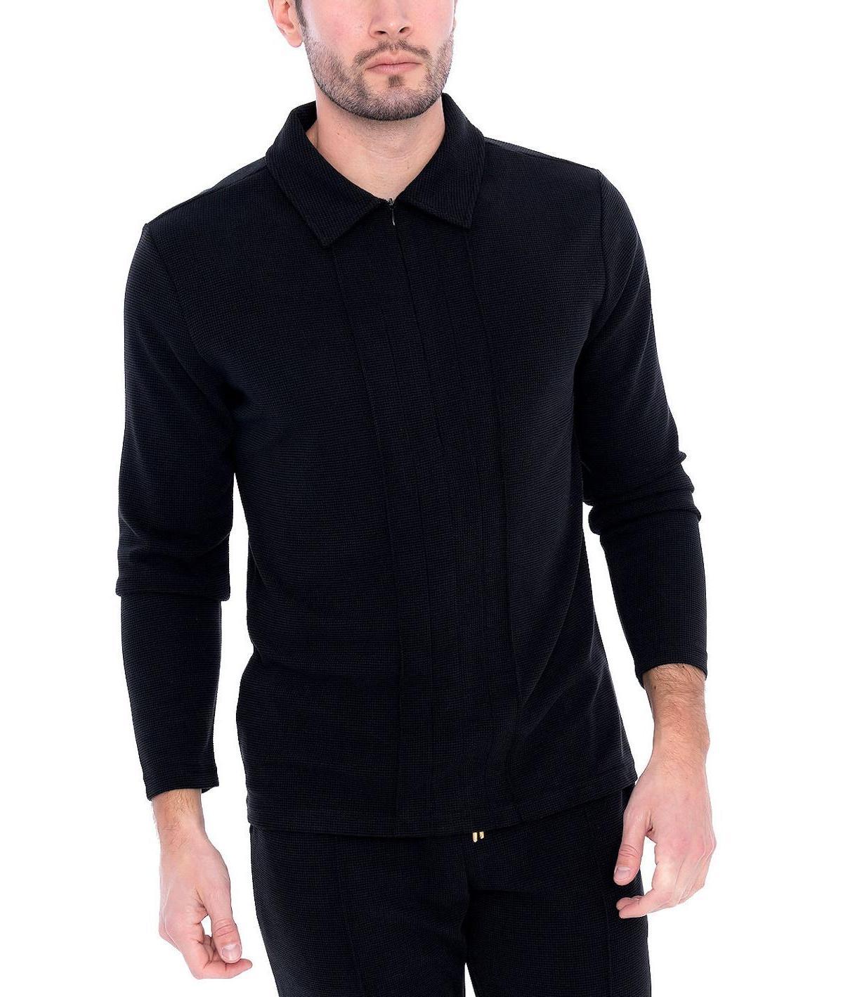 Dai Moda Mens Long Sleeve Zip Neck Knit Top Product Image