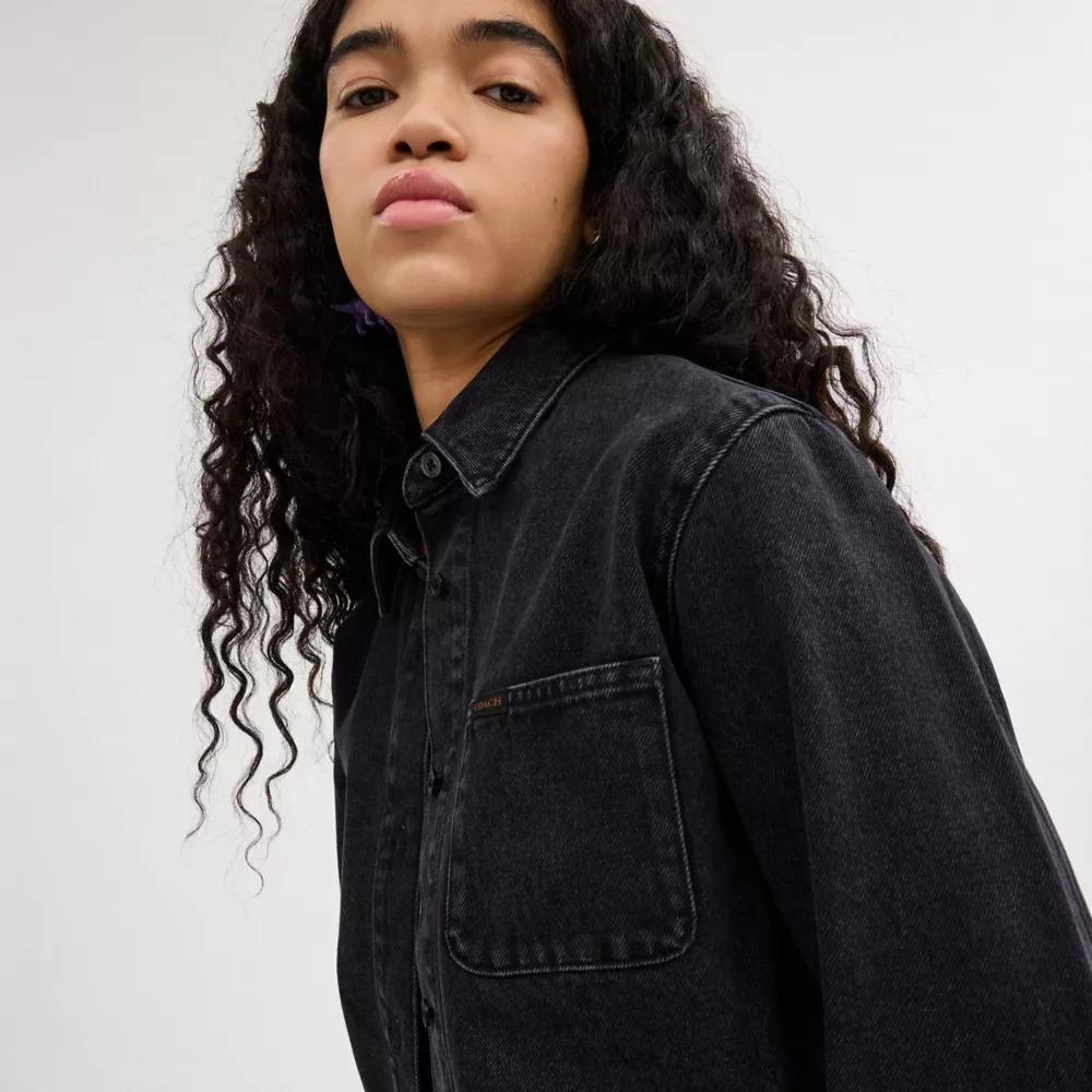 Cropped Denim Button Down In Organic Cotton Product Image