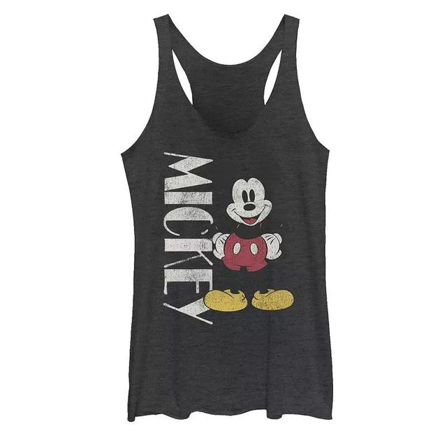 Disneys Mickey And Friends Mickey Vintage Stance Juniors Racerback Graphic Tank Top, Girls Black Grey Product Image