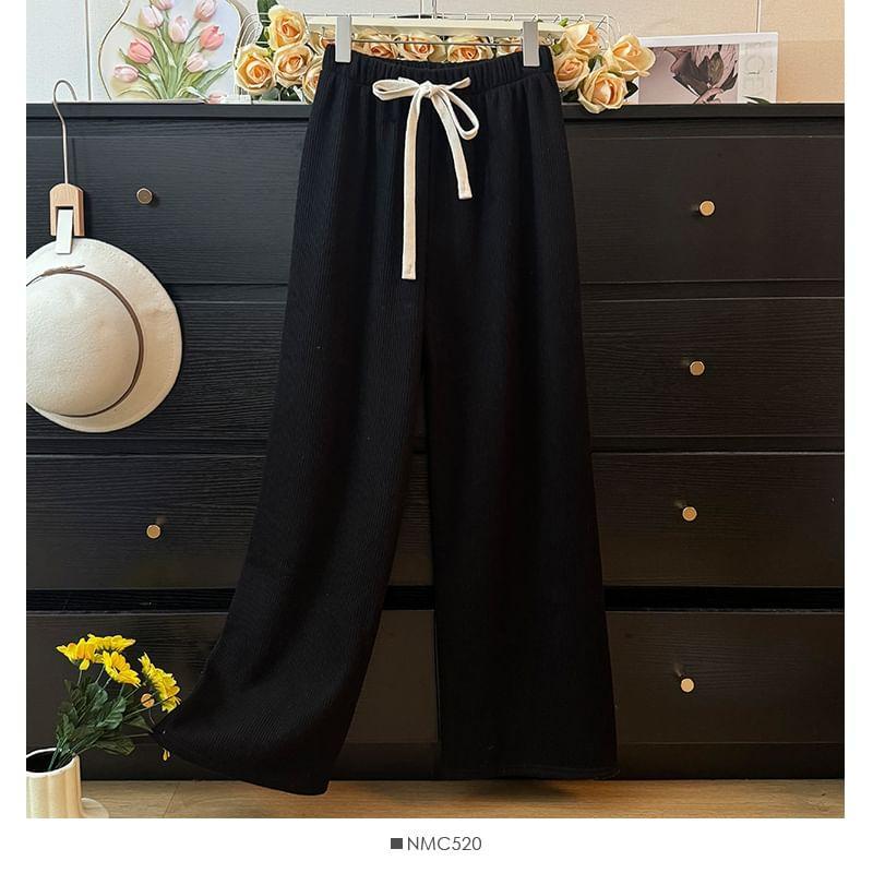 Fleece-Lined Wide-Leg Pants in 5 Colors Product Image