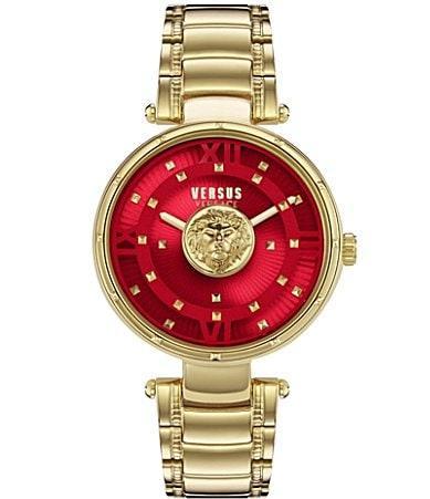 Versace Versus By Versace Womens Moscova Analog Gold Tone Red Dial Stainless Steel Bracelet Watch Product Image