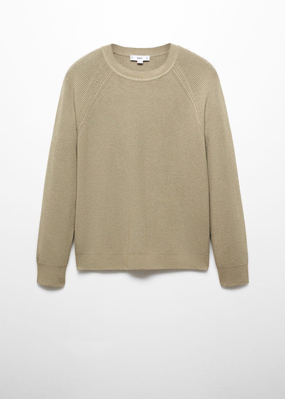 MANGO MAN - Ribbed round-neck sweater khakiMen Product Image