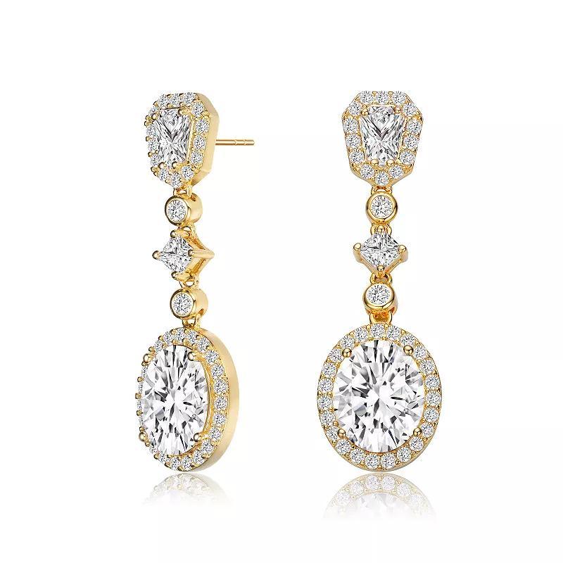 Sterling Silver Cubic Zirconia Accent Long Drop Earrings, Womens, Gold Tone Product Image