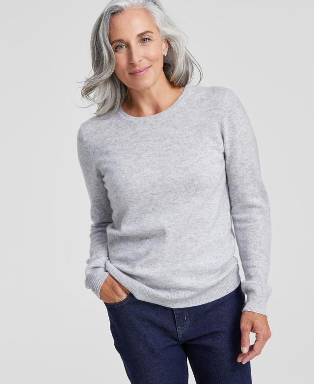 Charter Club 100% Cashmere Womens Long-Sleeve Crewneck Sweater, Regular & Petites, Created for Macys Product Image