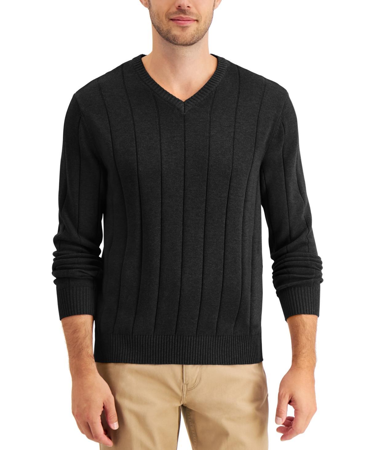 Club Room Mens Drop-Needle V-Neck Cotton Sweater, Created for Macys Product Image