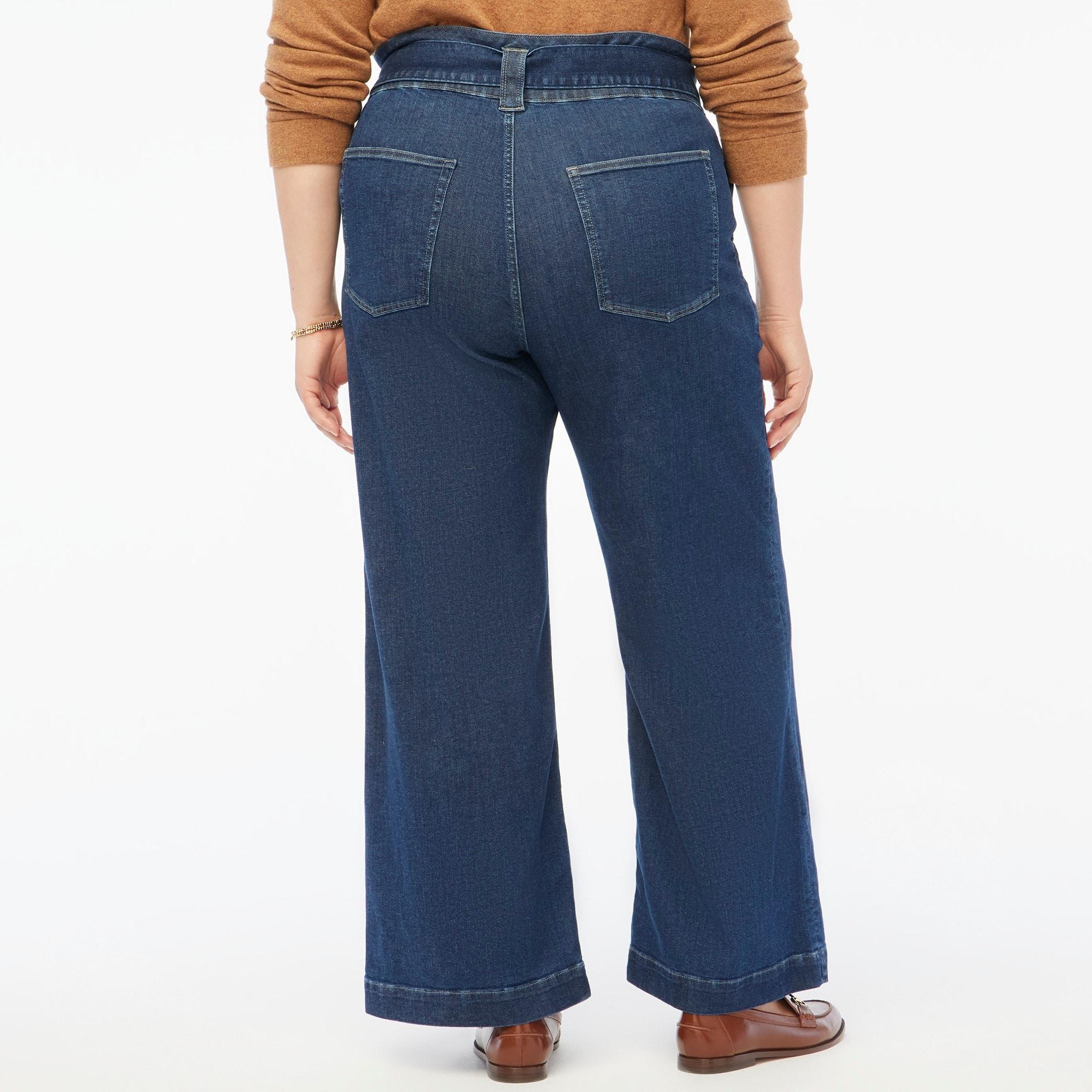 Wide-leg paper-bag denim trouser Product Image