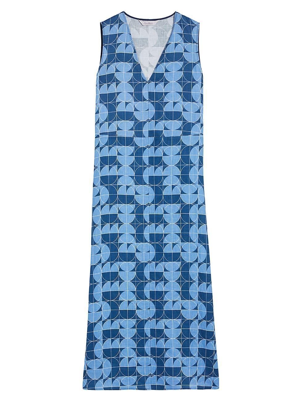 Womens Urlo Printed Linen Midi-Dress Product Image