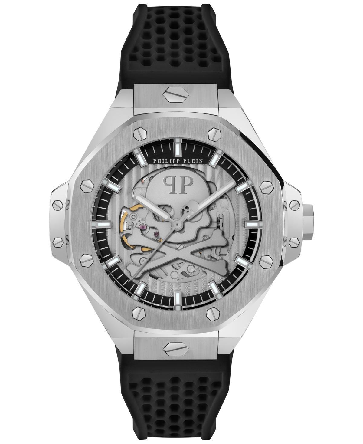 Philipp Plein Mens Automatic Skeleton Royal Black Silicone Strap Watch 46mm Product Image