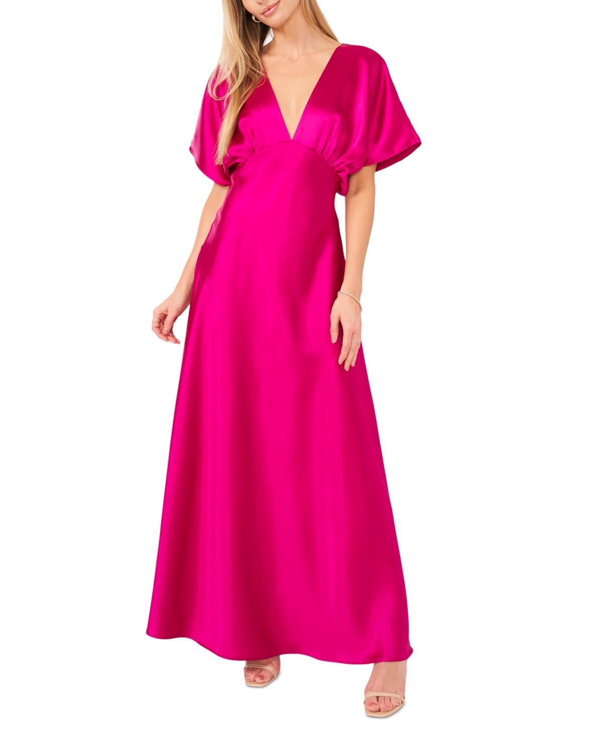 CeCe Womens Satin Dolman-Sleeve Empire-Waist Maxi Dress Product Image