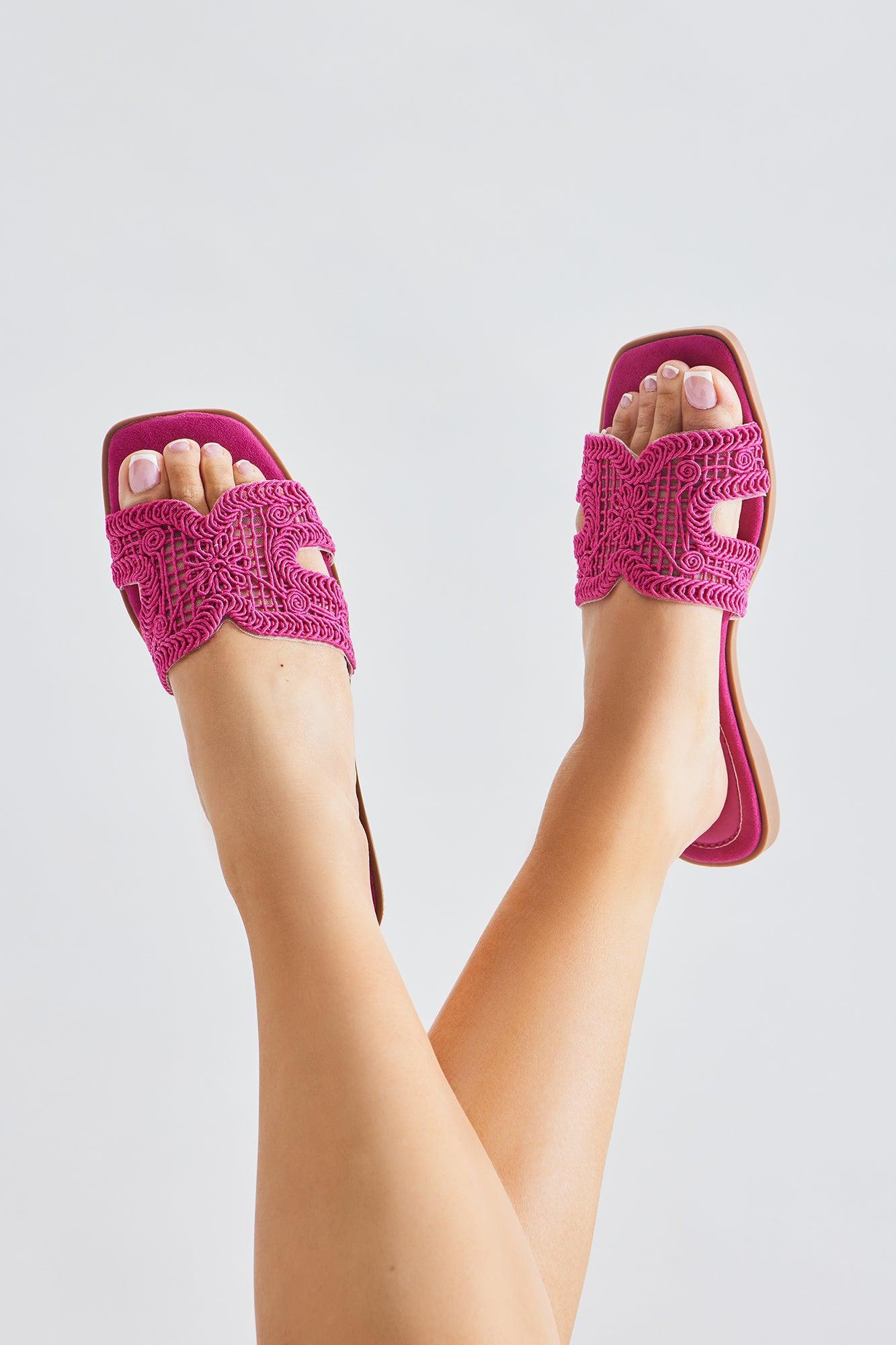 Set You Free Crochet Sandals - Pink Product Image