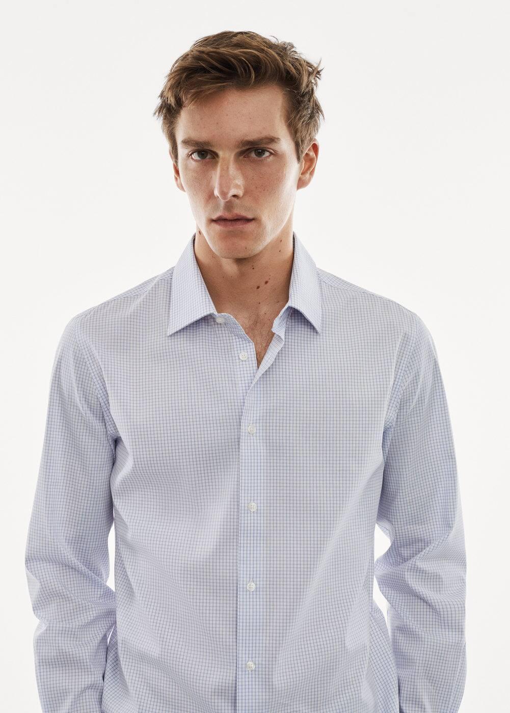 MANGO MAN - Micro-stretch fabric shirt sky blueMen Product Image