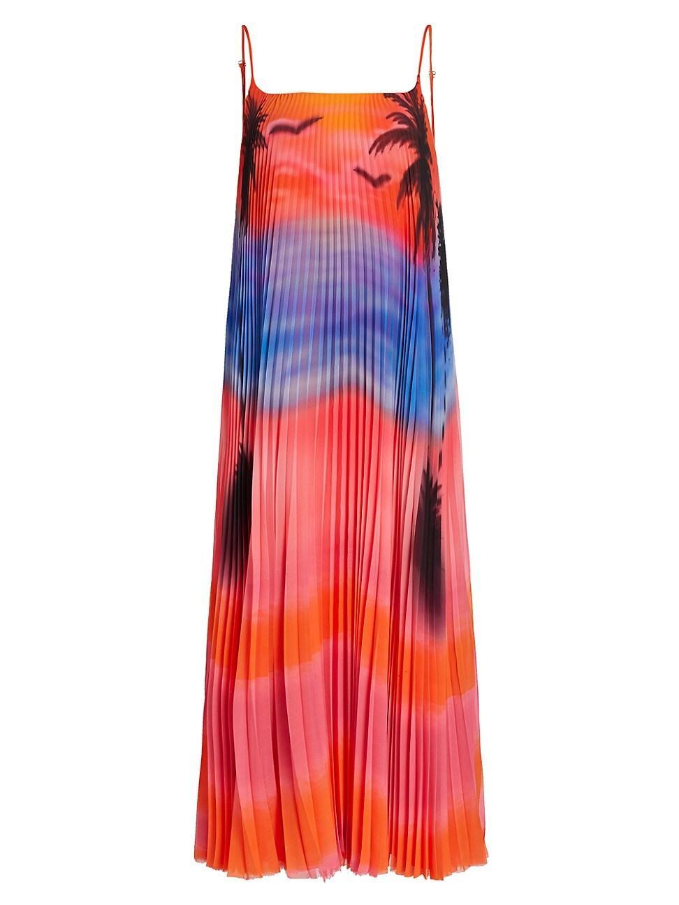 Womens Pleated Sunset Midi-Dress Product Image