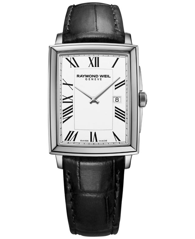 Raymond Weil Mens Swiss Toccata Black Leather Strap Watch 29x37mm Product Image