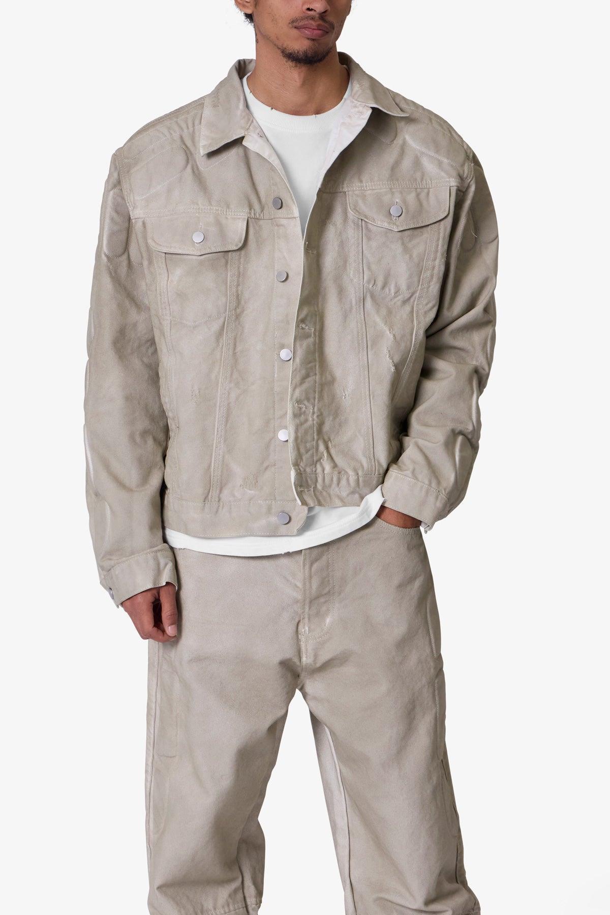 Moto Trucker Jacket - Off White Product Image